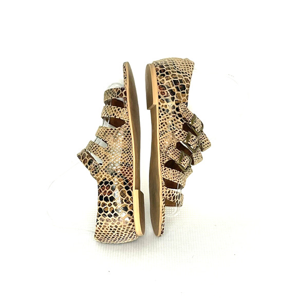 Jeffrey Campbell Cayman 5 Strap Brown Snake Embossed Sandals Women's Size 6 - Picture 6 of 12